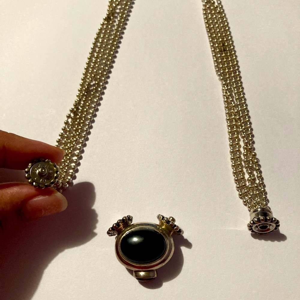 Joseph Esposito Beaded Necklace with Black Onyx and Amber 🖤!